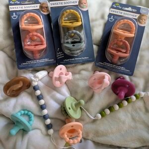 Itzy Ritzy Sweetie Soother Pacifiers - Pink, Gray, Green